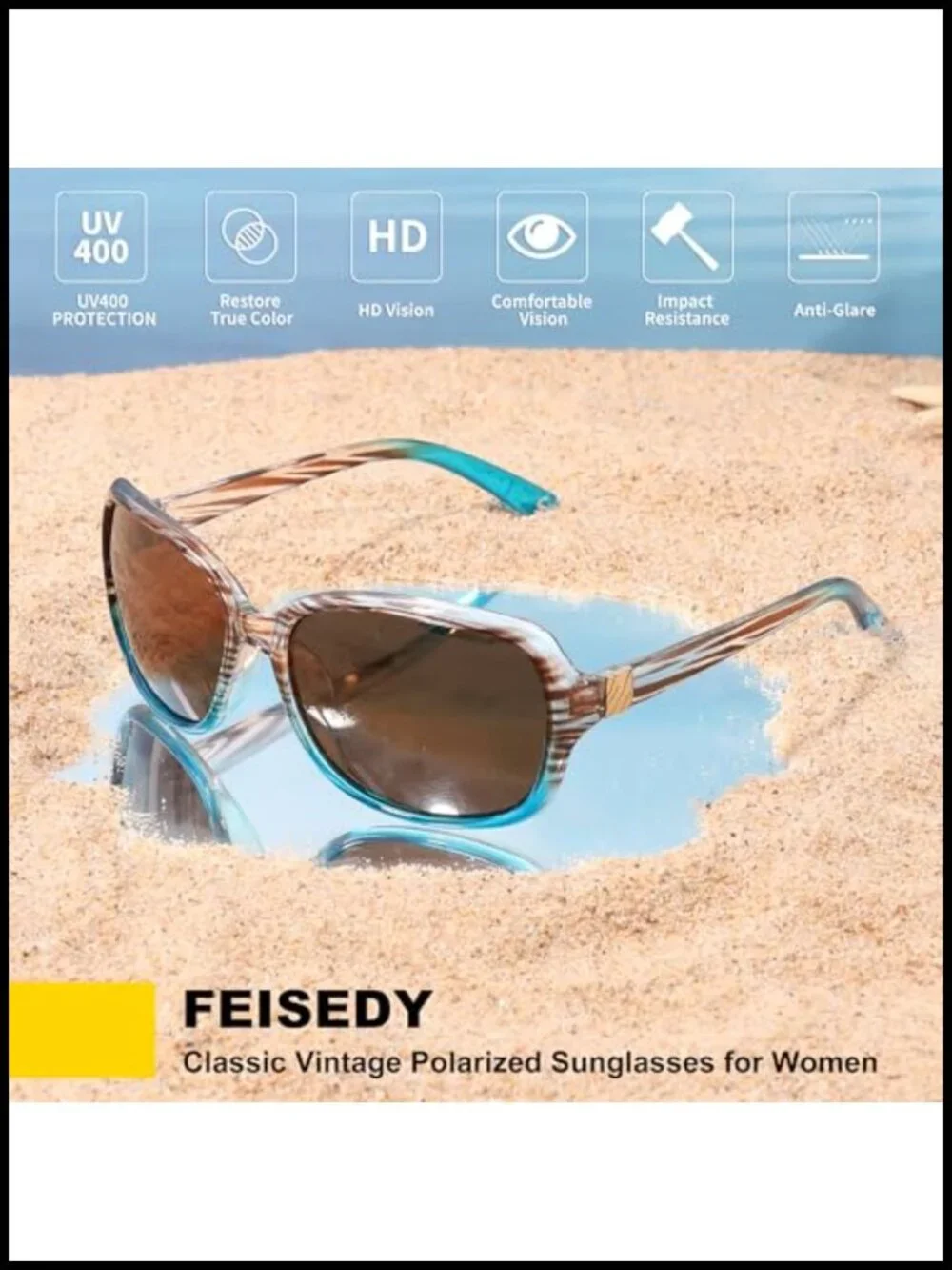Vintage Square Wraparound Polarized Sunglasses UV400 Protection